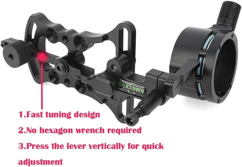 SHARROW Archery Compound Bow Sight Aluminum Alloy 0.019" Fiber Optic 1/2 Pin Bow Sight Micro-Adjustable Aim Sight Toolless Quickset with Sight Light Compound Bow Accessory - Image 4